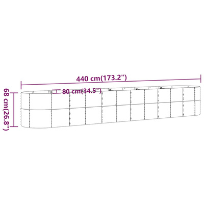 vidaXL Podwyższona donica, malowana proszkowo stal 440x80x68 cm