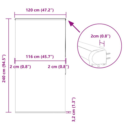 Roleta prysznicowa z kasetą 120x240 cm Szerokość tkaniny 116 cm