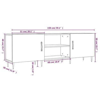 vidaXL Szafka pod TV, biała, 150x30x50 cm, materiał drewnopochodny wariant 7