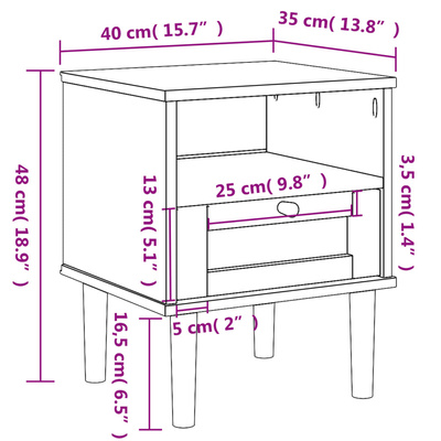 Szafka nocna SENJA, imitacja rattanu, biała, 40x35x48 cm, sosna