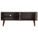vidaXL Szafka pod TV, szara, 130x30x46 cm, lite surowe drewno mango