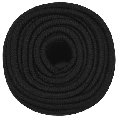 vidaXL Linka robocza, czarna, 12 mm, 25 m, poliester