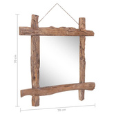 vidaXL Lustro w ramie z belek, naturalne, 70x70 cm, drewno odzyskane