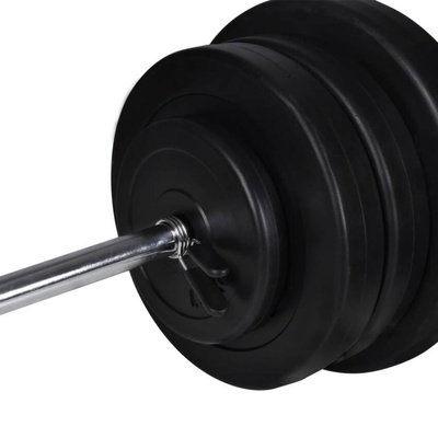 vidaXL Ławka do ćwiczeń ze sztangą i zestawem hantli, 60,5 kg