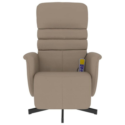 vidaXL Rozkładany fotel masujący z podnóżkiem, cappuccino, ekoskóra