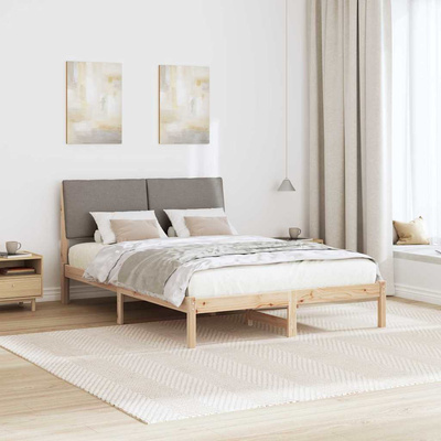 Rama łóżka Brązowy i taupe 150 x 200 cm Lite drewno sosnowe