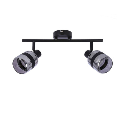Lampa Listwa Czarny Matowy 2X15W E14 Klosz Dymiony Yuki