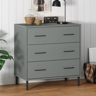 vidaXL Komoda OSLO z 3 szufladami, szara, 77x40x79,5 cm, lite drewno