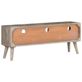 vidaXL Szafka pod TV, szara, 130x35x51 cm, lite, surowe drewno mango