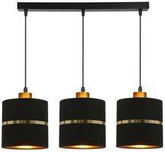 Lampa wisząca z abażurami Assam czarna ze złotym potrójna do salonu