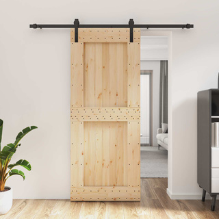 Drzwi przesuwne Naturalny i czarny 85 x 210 cm