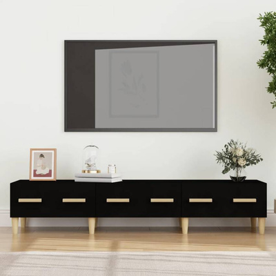 vidaXL Szafka pod TV, czarna, 150x34,5x30 cm, materiał drewnopochodny