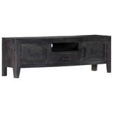 vidaXL Szafka pod TV, czarna, 118 x 30 x 40 cm, lite drewno mango