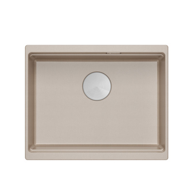 Zlewozmywak granitowy LOGAN 100 – jednokomorowy, podwieszany, pearl beige/elementy stalowe, Quadron
