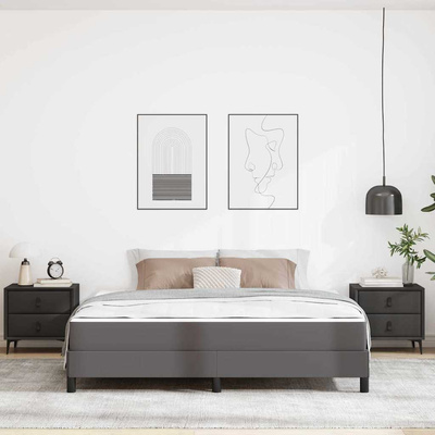 Ramka łóżka z materacem Szary 180 x 200 cm tkanina