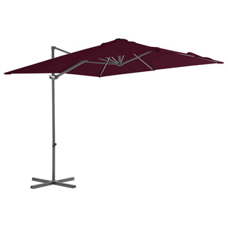 Parasol wiszący na stalowym słupku, bordowy, 250x250 cm