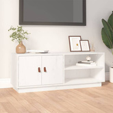 vidaXL Szafka pod TV, biała, 105x34x40 cm, lite drewno sosnowe