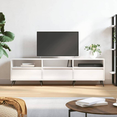 vidaXL Szafka pod TV, wysoki połysk, biała, 150x30x44,5 cm