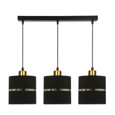 Lampa wisząca z abażurami Assam czarna ze złotym potrójna do salonu
