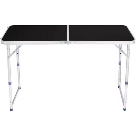 Stół Turystyczny Kempingowy Składany Regulowany Aluminiowy Czarny 120x60cm