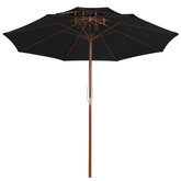 Parasol ogrodowy z dwupoziomową czaszą, czarny, 270 cm