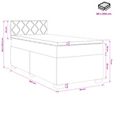 Łóżko kontynentalne z materacem Czarny 80 x 200 cm Welur