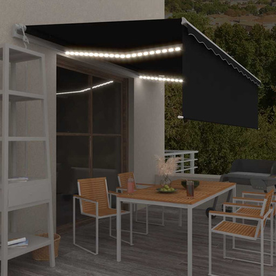 vidaXL Automatycznie zwijana markiza, LED i czujnik wiatru, 5x3 m