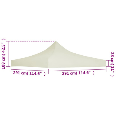 Dach namiotu imprezowego, 3 x 3 m, kremowy