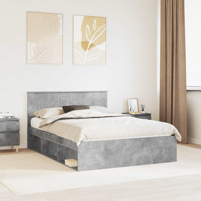 Ramka łóżka Betonowy 140 x 190 cm Lite drewno sosnowe