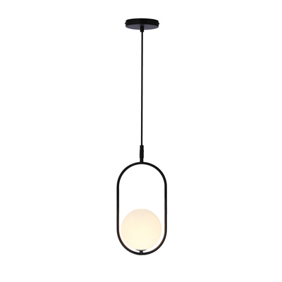 Lampa wisząca CORDEL elegancka - czarna z białym kloszem kulką - nowoczesne oświetlenie salonu i łazienki 1x G9 LED