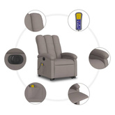 vidaXL Podnoszony fotel masujący, elektryczny, rozkładany, kolor taupe wariant 8
