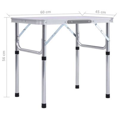 vidaXL Składany stolik turystyczny, biały, aluminiowy, 60 x 45 cm