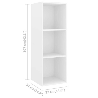 vidaXL Wisząca szafka pod TV, biała, 37x37x107 cm