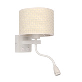Polo Lampa Kinkiet Biały 1X40W E27+2W Led Abażur Kremowy