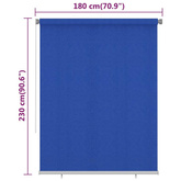 vidaXL Roleta zewnętrzna, 180x230 cm, niebieska, HDPE