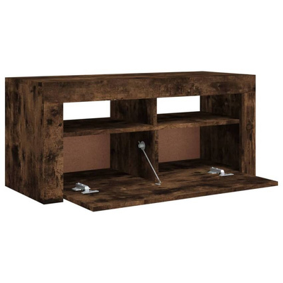 vidaXL Szafka pod TV z oświetleniem LED, przydymiony dąb, 90x35x40 cm