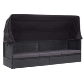 Sofa ogrodowa z zadaszeniem, polirattan, czarna