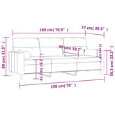 3-osobowa sofa z poduszkami, ciemnoszara, 180 cm, tkanina