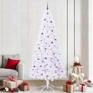 Sztuczna choinka z 300 diodami LED Biały 240 cm PVC i stal