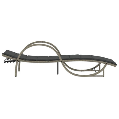 vidaXL Leżaki ze stolikiem, 2 szt., jasnoszare, polirattan