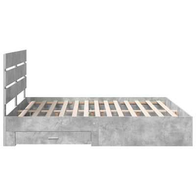 Ramka łóżka Betonowy szary 200 x 200 cm Drewno inżynieryjne