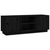vidaXL Szafka pod TV, czarna, 110x35x40,5 cm, lite drewno sosnowe