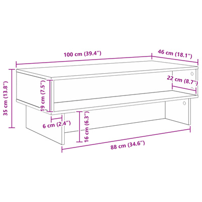 Stolik kawowy Biały 100 x 46 x 35 cm Drewno inżynieryjne