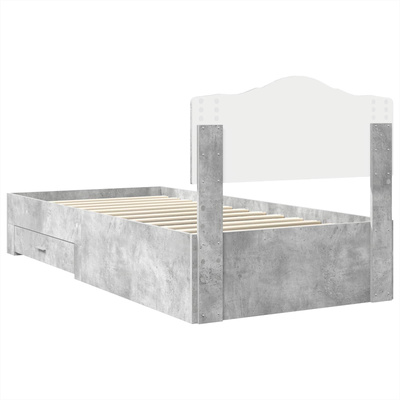 Ramka łóżka Betonowy szary 100 x 200 cm Drewno inżynieryjne