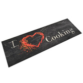 vidaXL Dywanik kuchenny, wzór z napisem Cooking, czarny, 60x180 cm