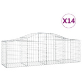 Kosze gabionowe, 14 szt, 200x50x60/80 cm, galwanizowane żelazo