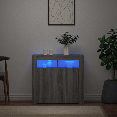 vidaXL Szafka z oświetleniem LED, szary dąb sonoma, 80x35x75 cm