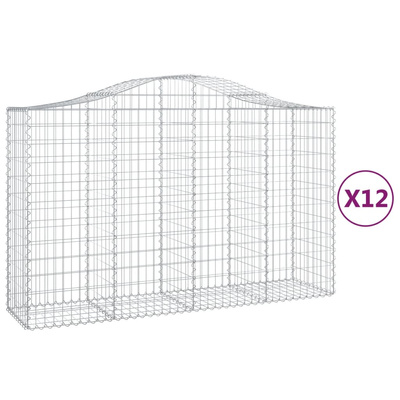 Kosze gabionowe, 12 szt, 200x50x120/140cm, galwanizowane żelazo