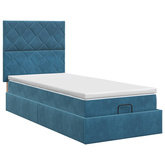 Łóżko ottoman z materacem Ciemnoniebieski 80 x 200 cm Welur