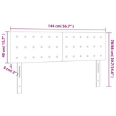 vidaXL Zagłówek do łóżka z LED, jasnoszary, 144x5x78/88 cm, tkanina model standard